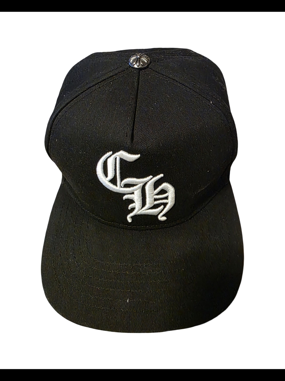 Chrome Hearts Black Baseball Cap with White 'CH' Embroidery